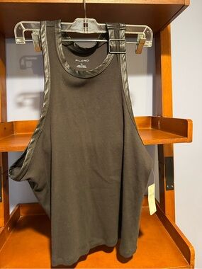 Black leather trim tank top. Anthropologie brand Pilot. XL. NWT